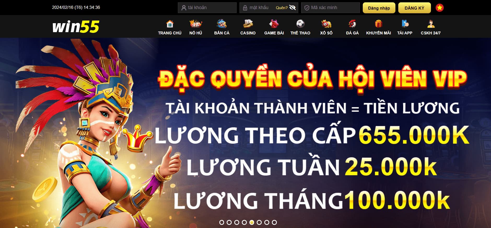 Thao tác đăng nhập vào Win55